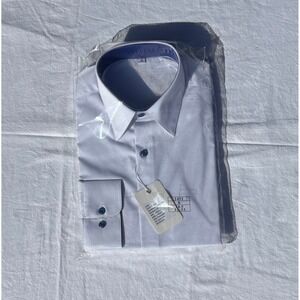 Diamond Collection Modern Fit White Navy Button Down